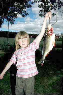 Anne tok diger abbor i Snarumselva!