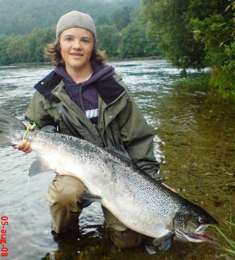 15-åring tok rekordlaksen i Bjerkreimselva i morges!